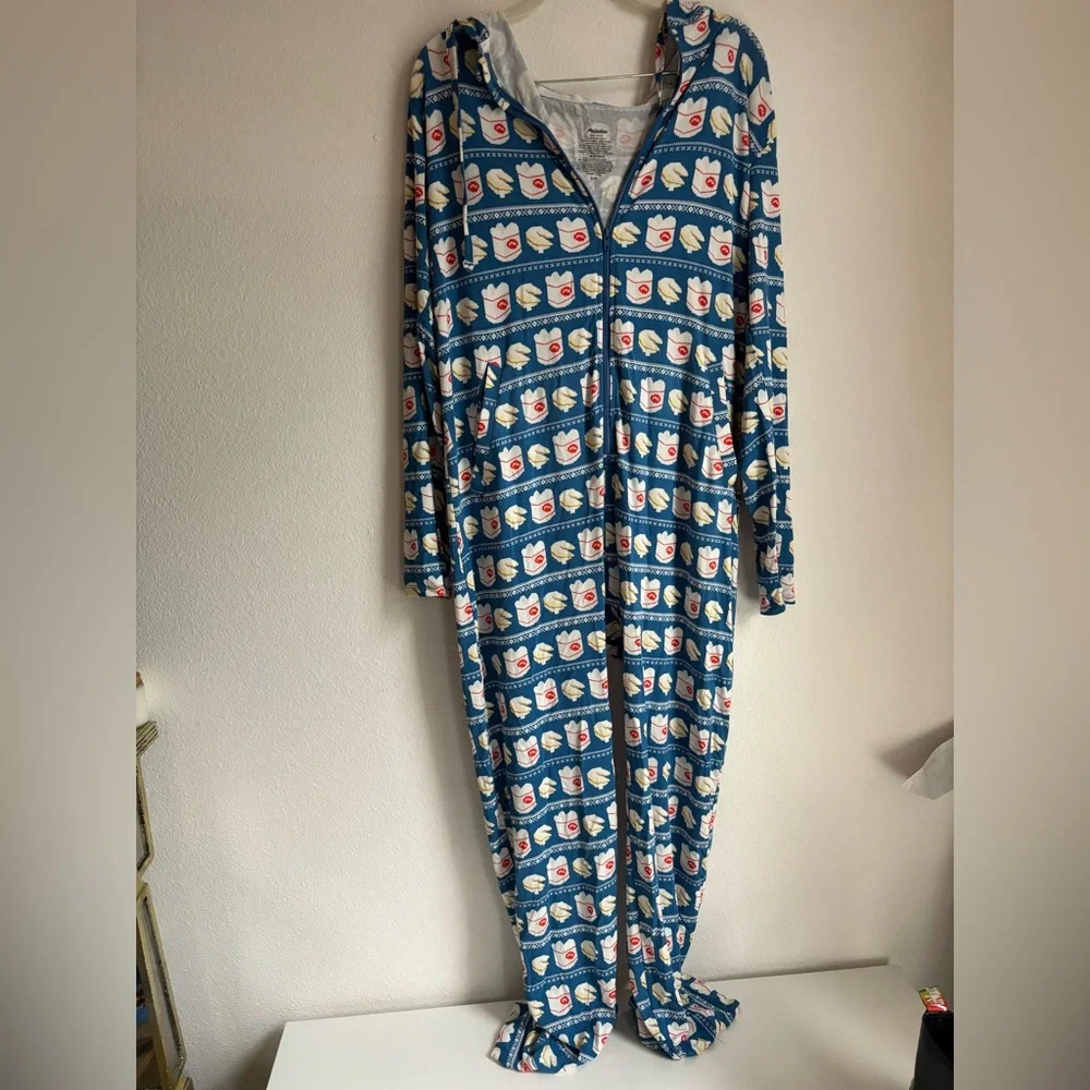 MeUndies Chinese Food Takeout Printed Jumpsuit Size S/M - Picture 2 of 6